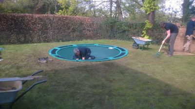 installation of a sunken trampoline
